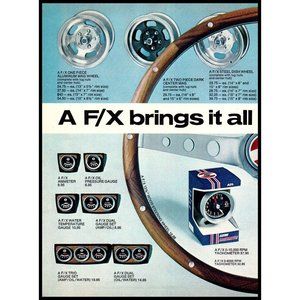 1970 A F/X Parts Catalog Vintage Print Ad Wood Steering Wheel Tach Wall Art